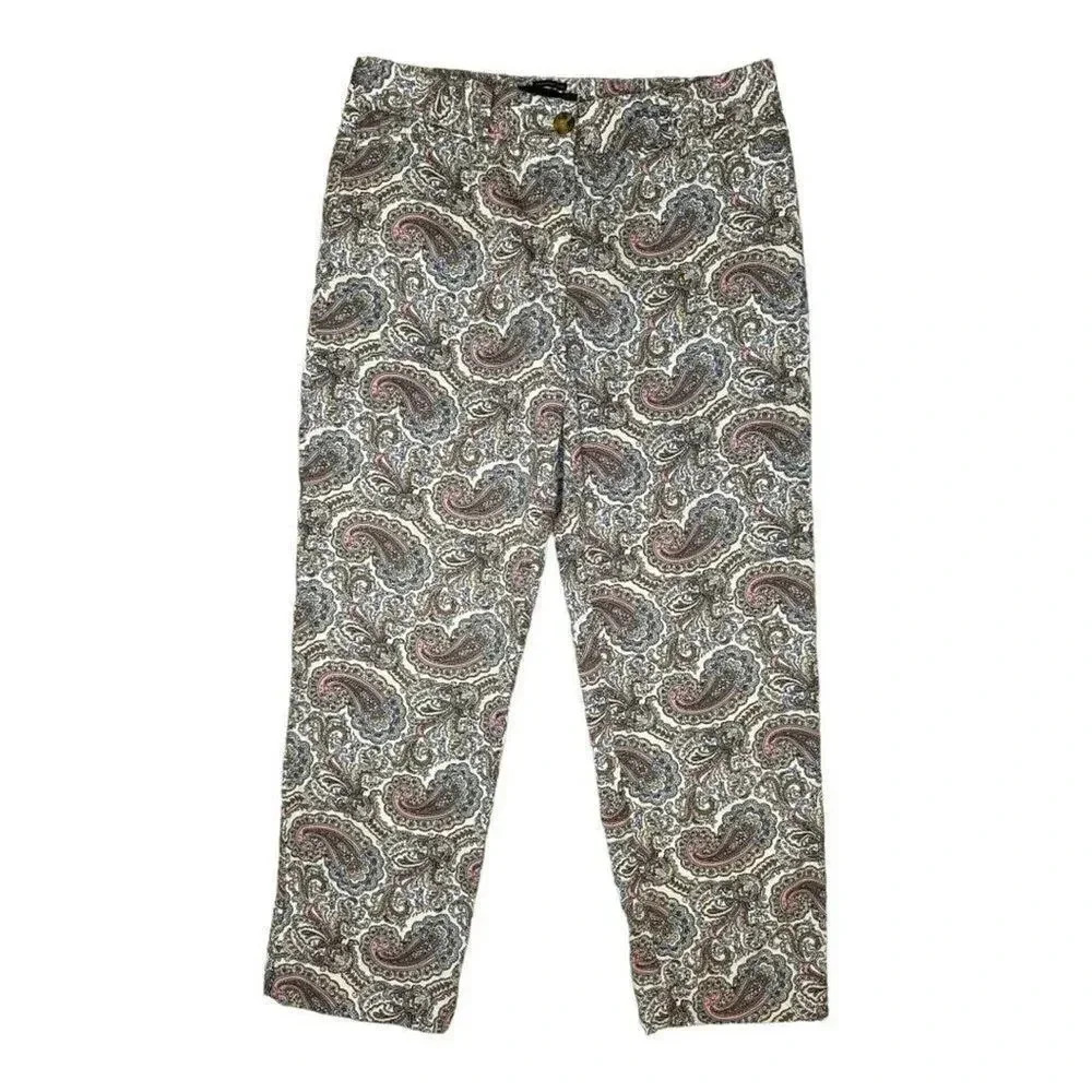 Talbots The Perfect Crop Slim Leg Women’s Size 6 Paisley Pants EUC